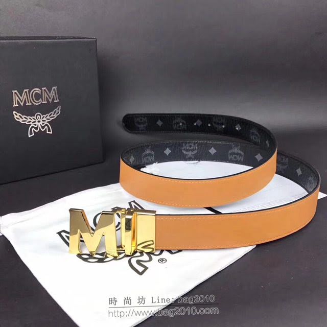 MCM皮帶 專櫃同步 原單 韓國雙面進口頭層皮 mcm腰帶  mdmc1355